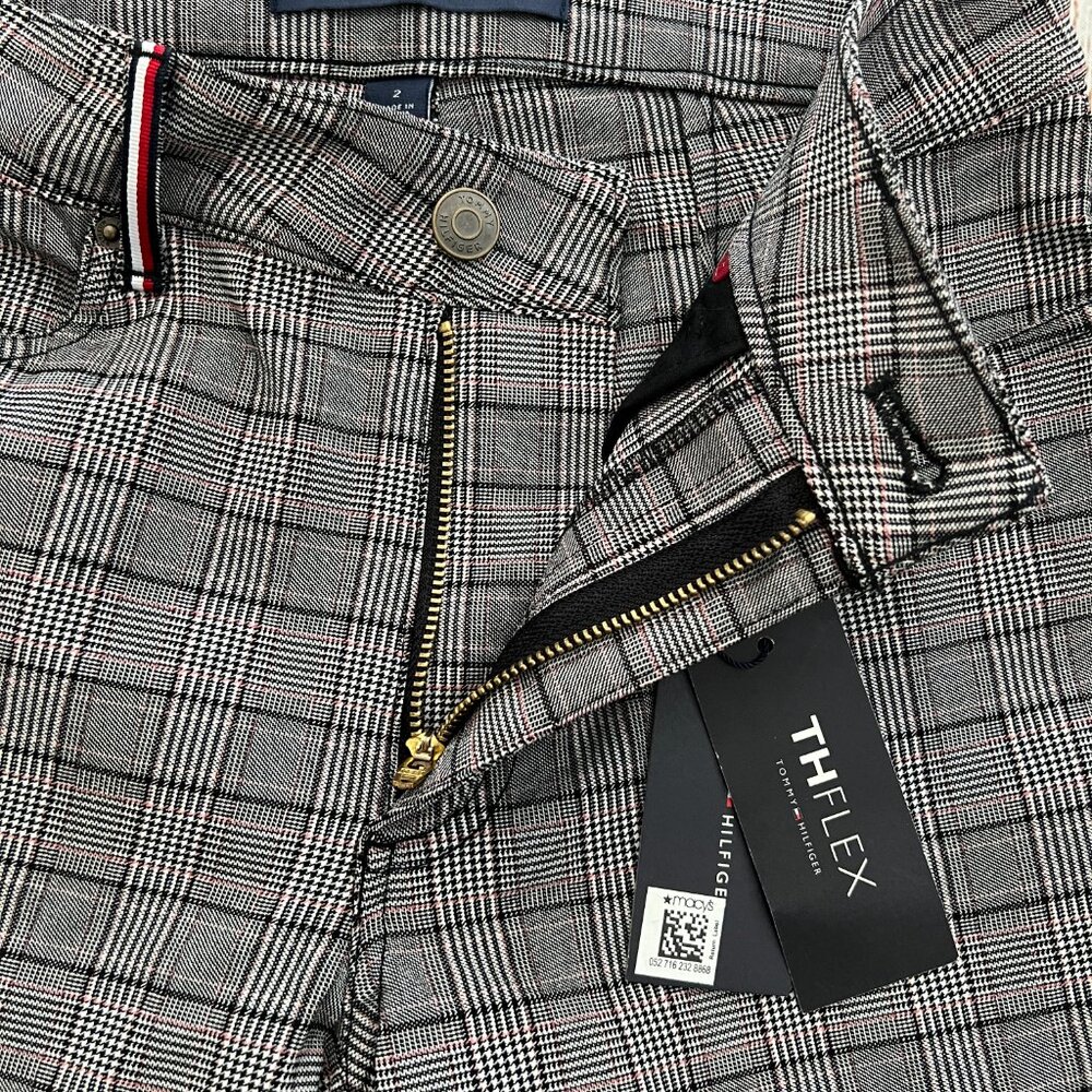 B1 -- NWT multi-color TOMMY HILFIGER stretch plaid flex pants women's size 2 $89 - Picture 3 of 8